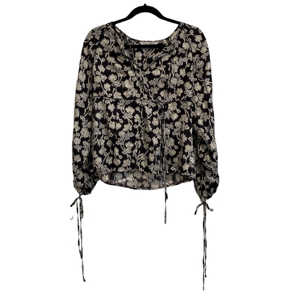 Rebecca Taylor Alicia Top Long Sleeve Buttoned Floral Blouse Size 8 NWT - Picture 1 of 15